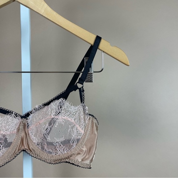 Nude Delicate 34B Lace Medium Wire Bra Sexy Sheer Date Wedding Night - Picture 7 of 7